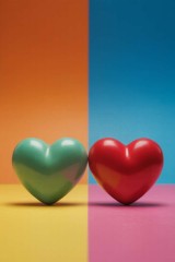 brightly coloured love hearts